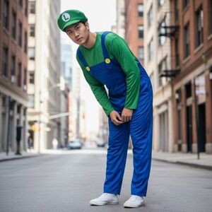 Kids Mario Brothers Blue and Green Luigi Costume